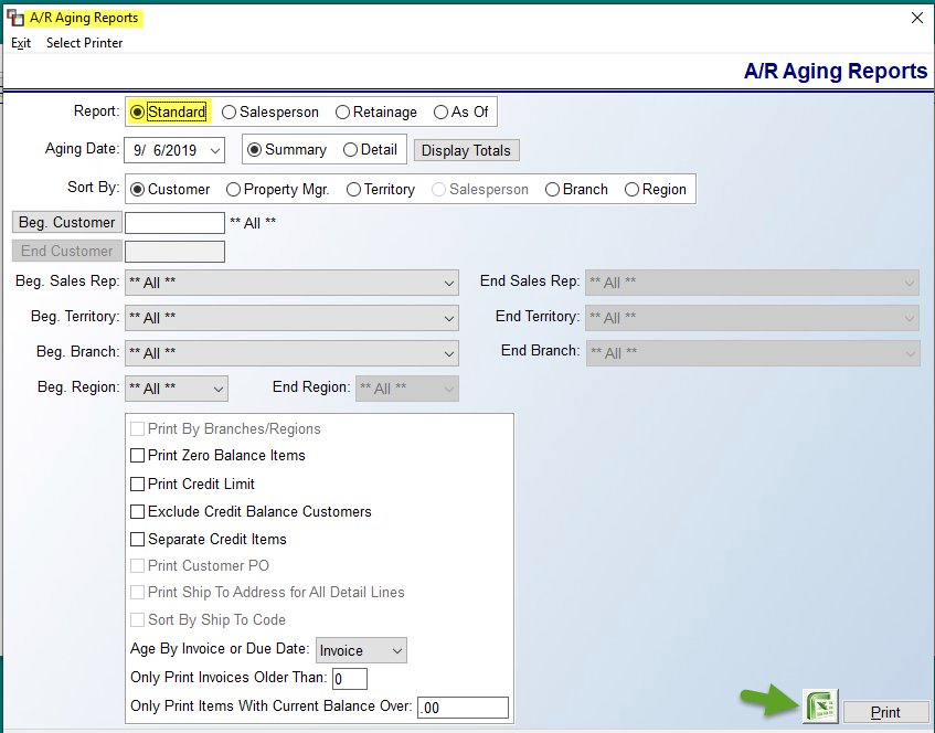 A/R Aging Reports